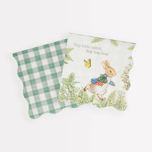Peter Rabbit napkin with gingham pattern on back