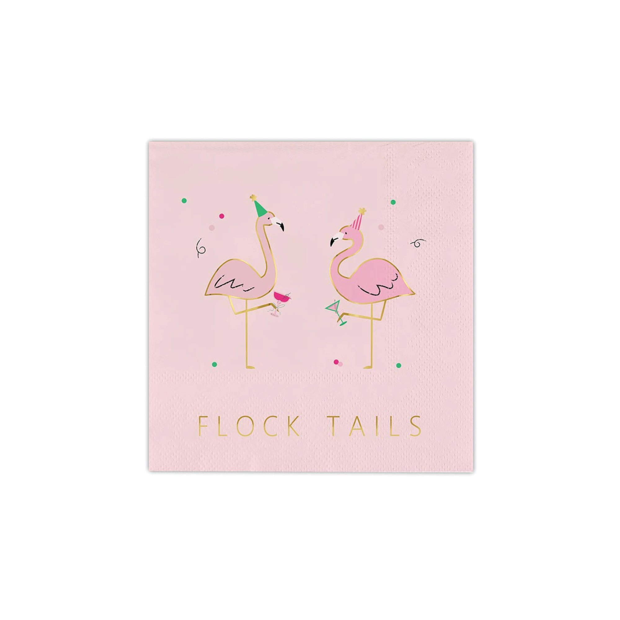 Pink flamingo party napkins with gold foil