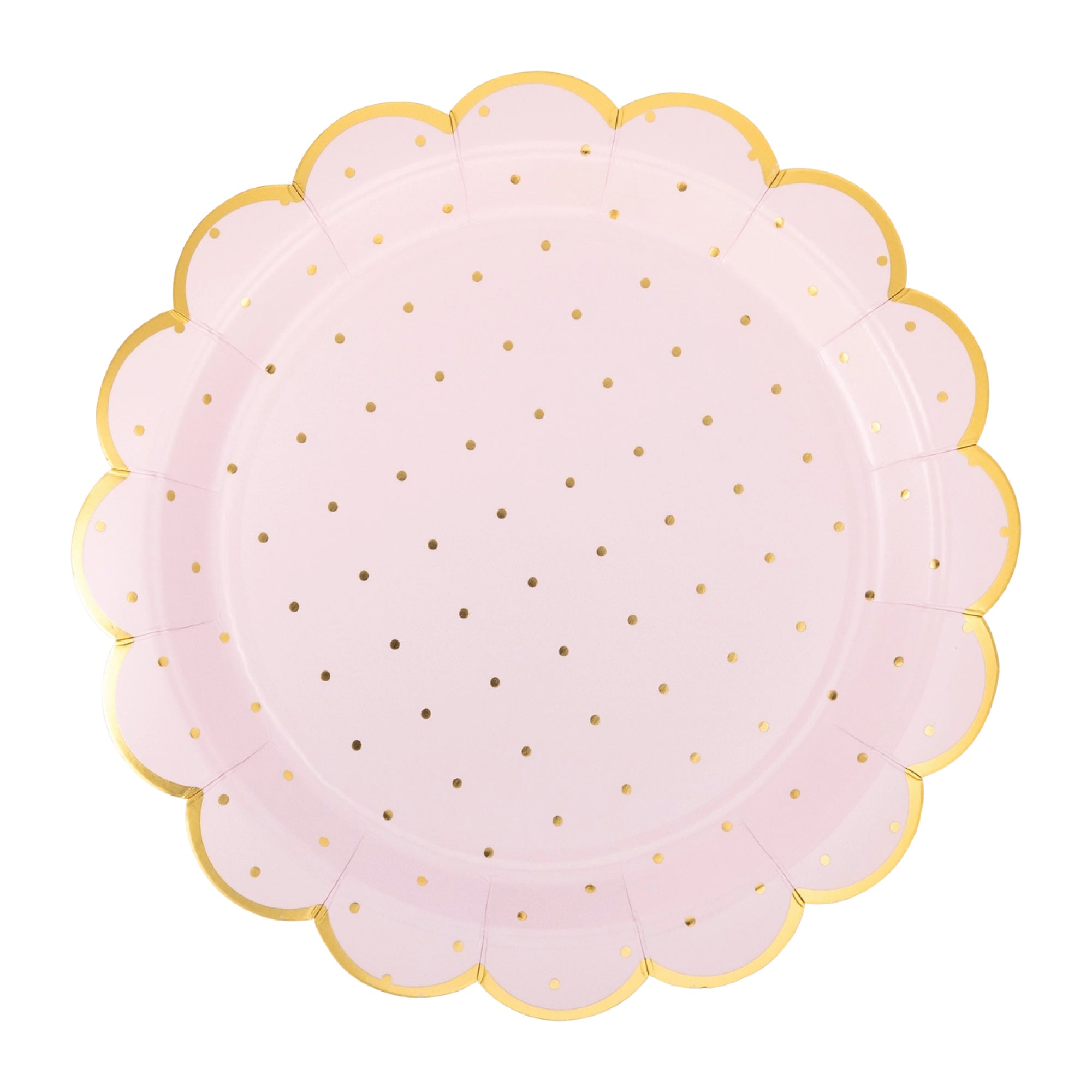 Pink Polka Dot Scalloped Lunch Plate 8ct | The Party Darling