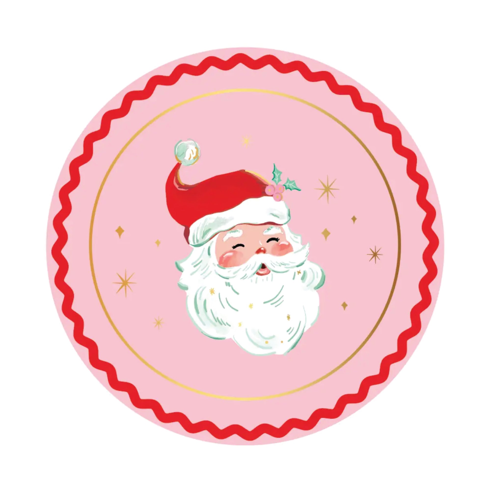 Pink & Red Jolly Santa Dessert Plates with festive Santa design