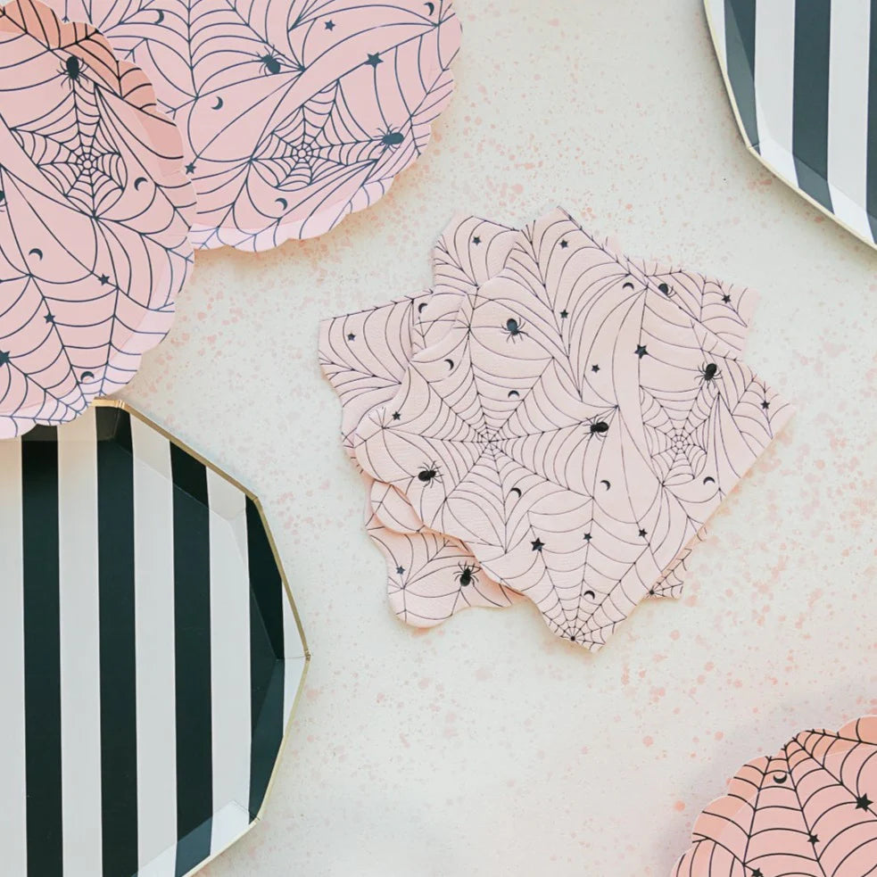 Pink Spider Web Halloween Napkins