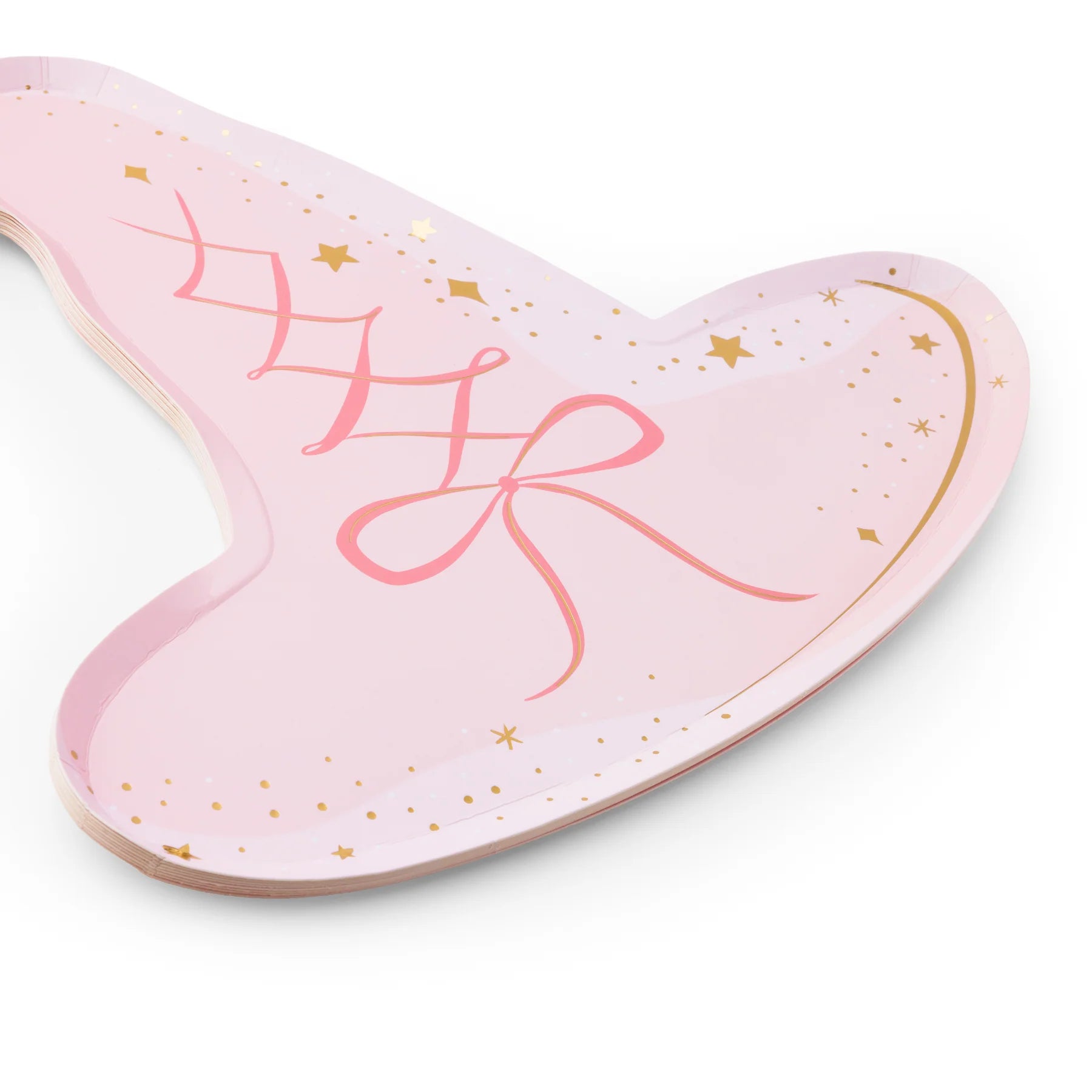 Oversized pink witch hat plate measuring 11.75 by 12.5 inches.