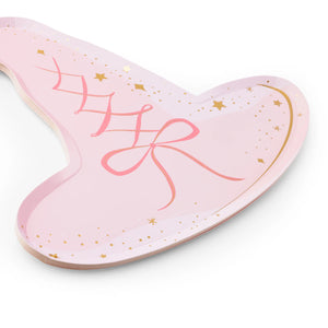 Oversized pink witch hat plate measuring 11.75 by 12.5 inches.