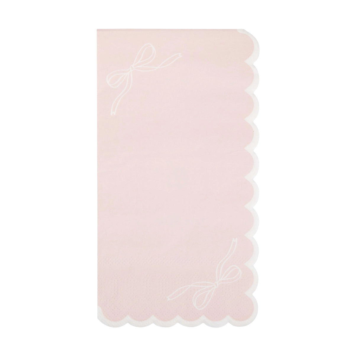 Pink guest towel with white bow accents