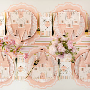 Pink carriage paper napkins styled for princess celebrations