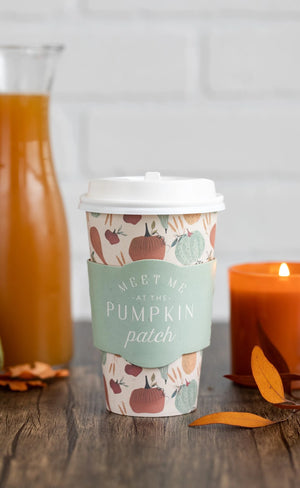 Pumpkin Patch Disposable Coffee Cups w/ Sleeves 8ct Lifestyle