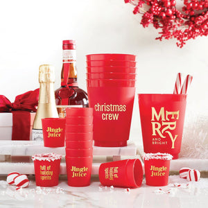 Red Merry and Bright Plastic Cups 6ct Party Display