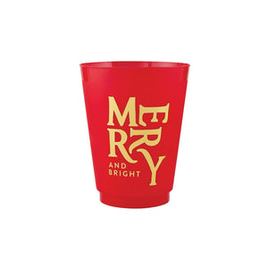 Red Merry and Bright Frosted Plastic Cups 6ct | The Party Darling