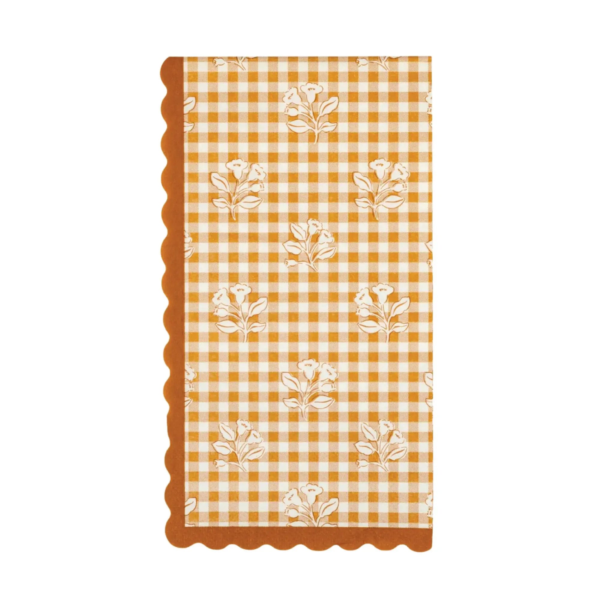 Rust Gingham Block Paper Guest Towels with orange and cream checks