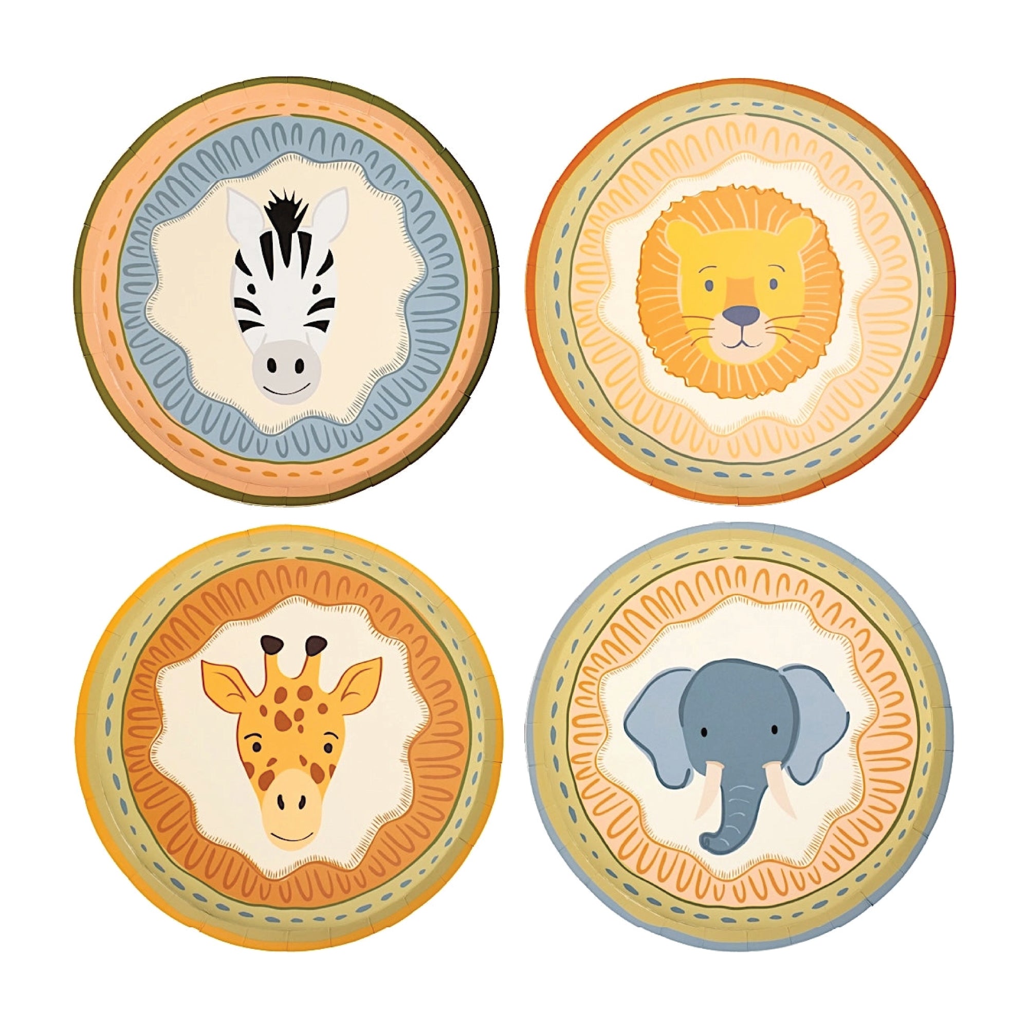 Safari animal dessert plates with zebra and lion