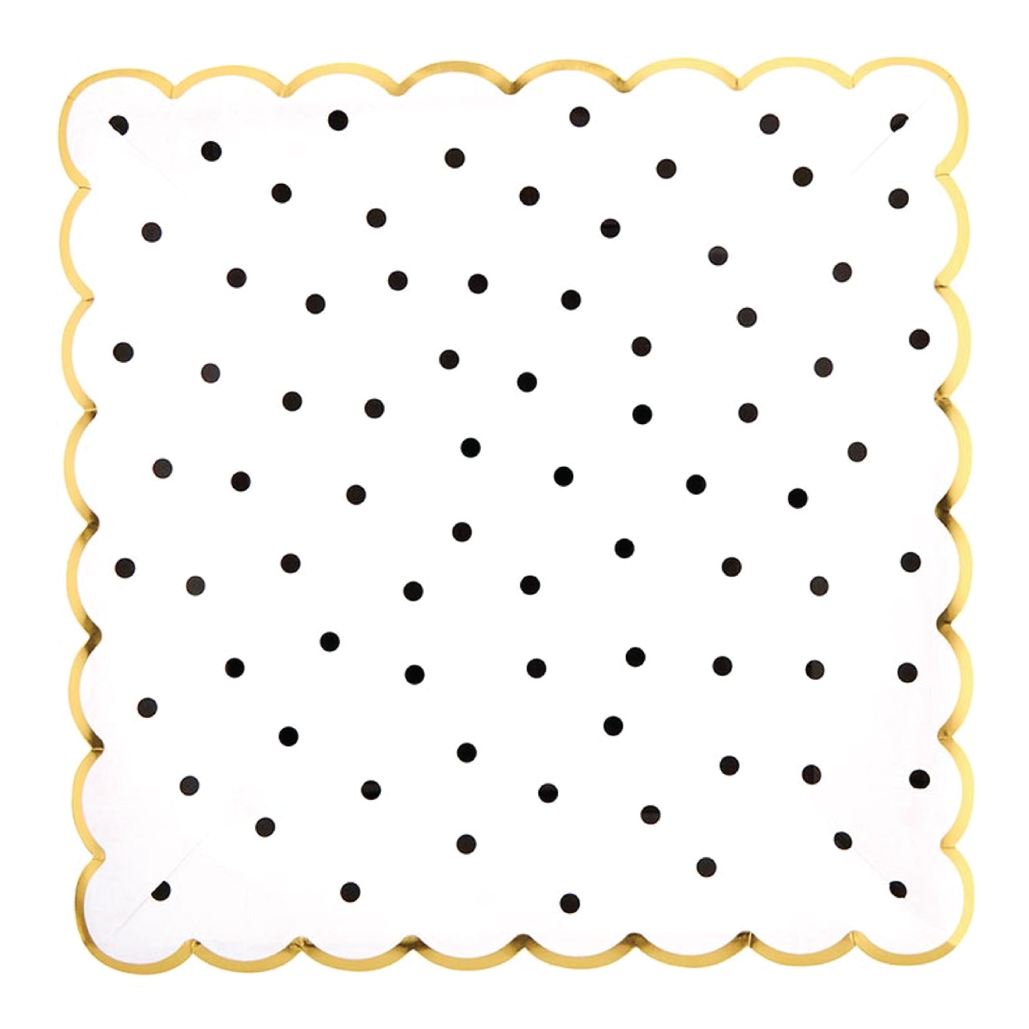 Black Polka Dot Square Scalloped Lunch Plates 8ct | The Party Darling