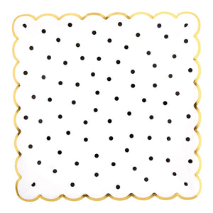 Black Polka Dot Square Scalloped Lunch Plates 8ct | The Party Darling