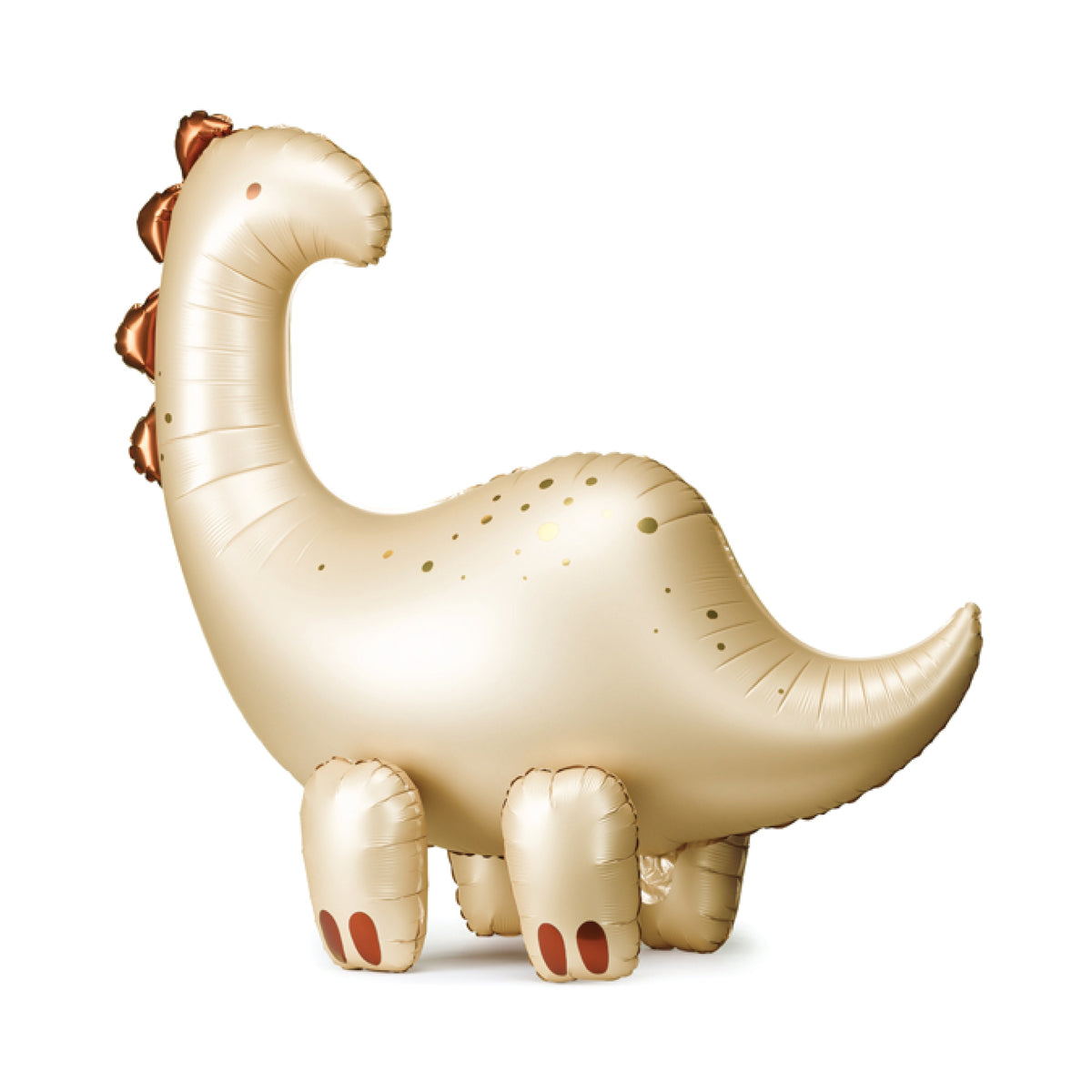 Standing Beige Brontosaurus Foil Balloon with metallic bronze details