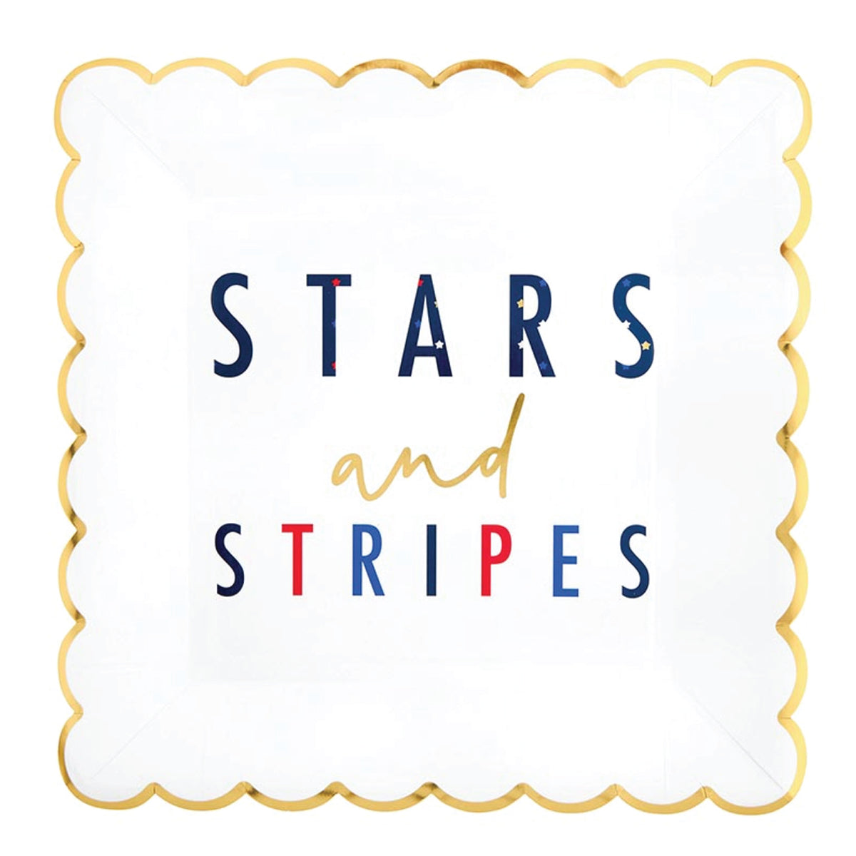 Patriotic Stars & Stripes Square Lunch Plates 8ct Design