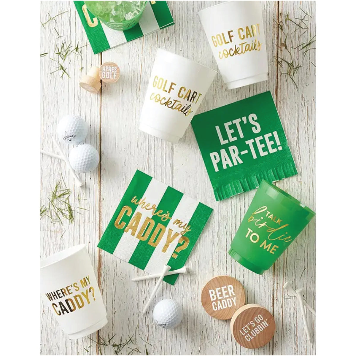 Birdie To Me Green Plastic Cups 6ct Lifestyle