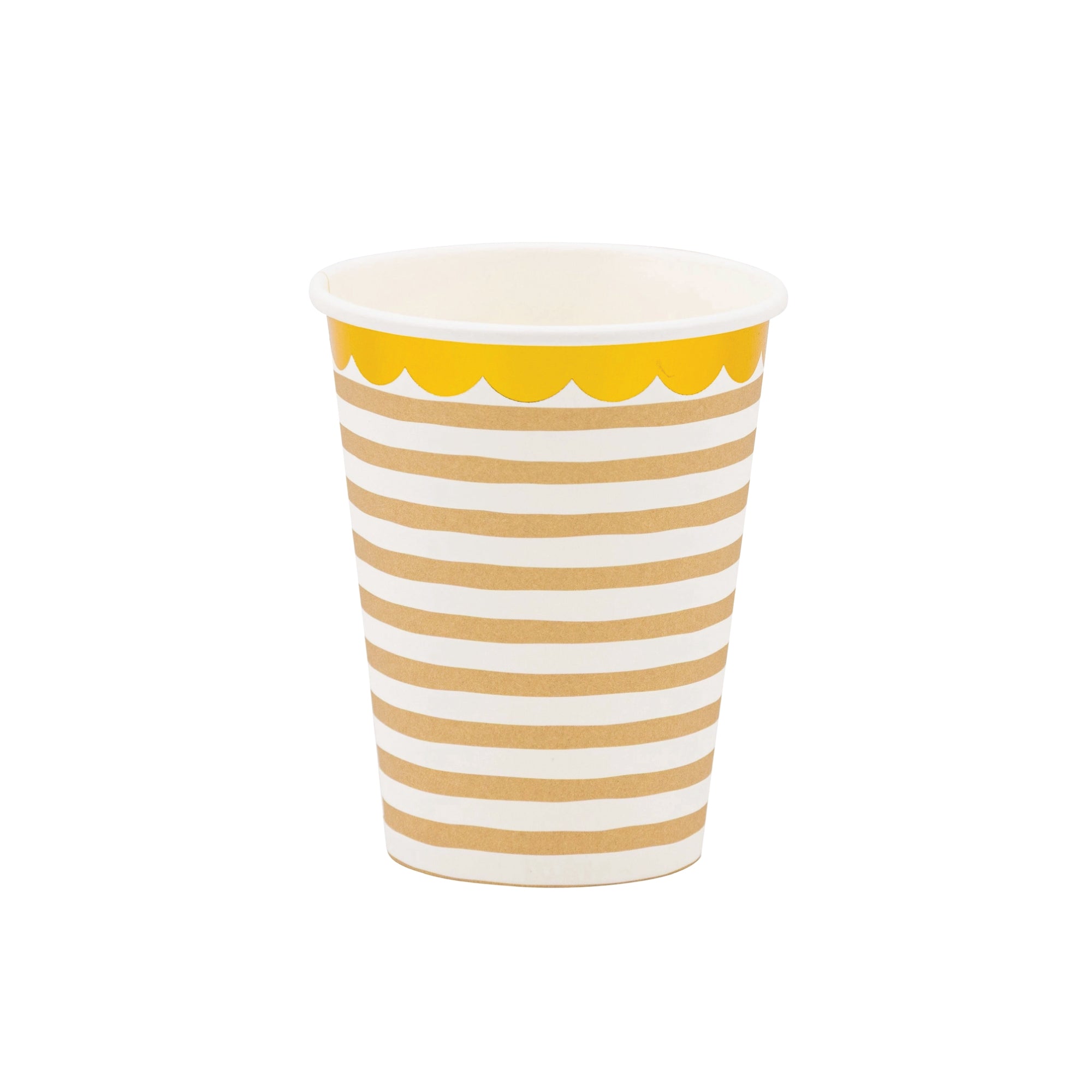 Tan striped paper cups