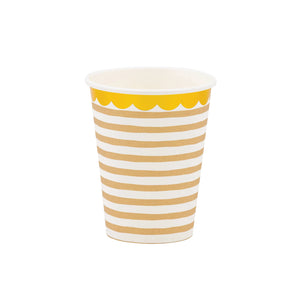Tan striped paper cups