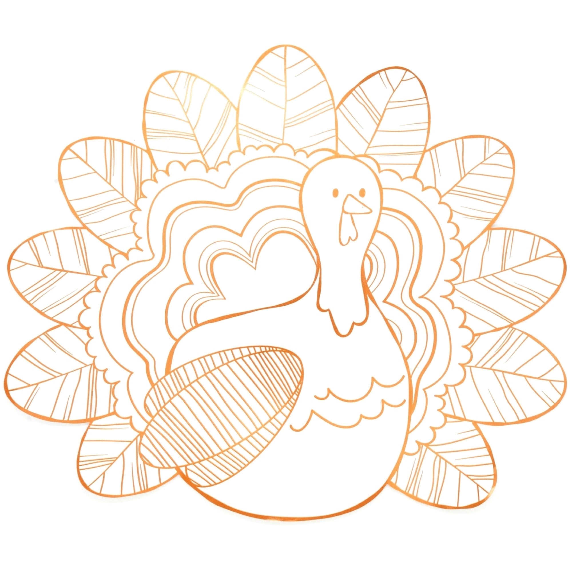 Thanksgiving Turkey Coloring Placemats with outlined turkey and feather design