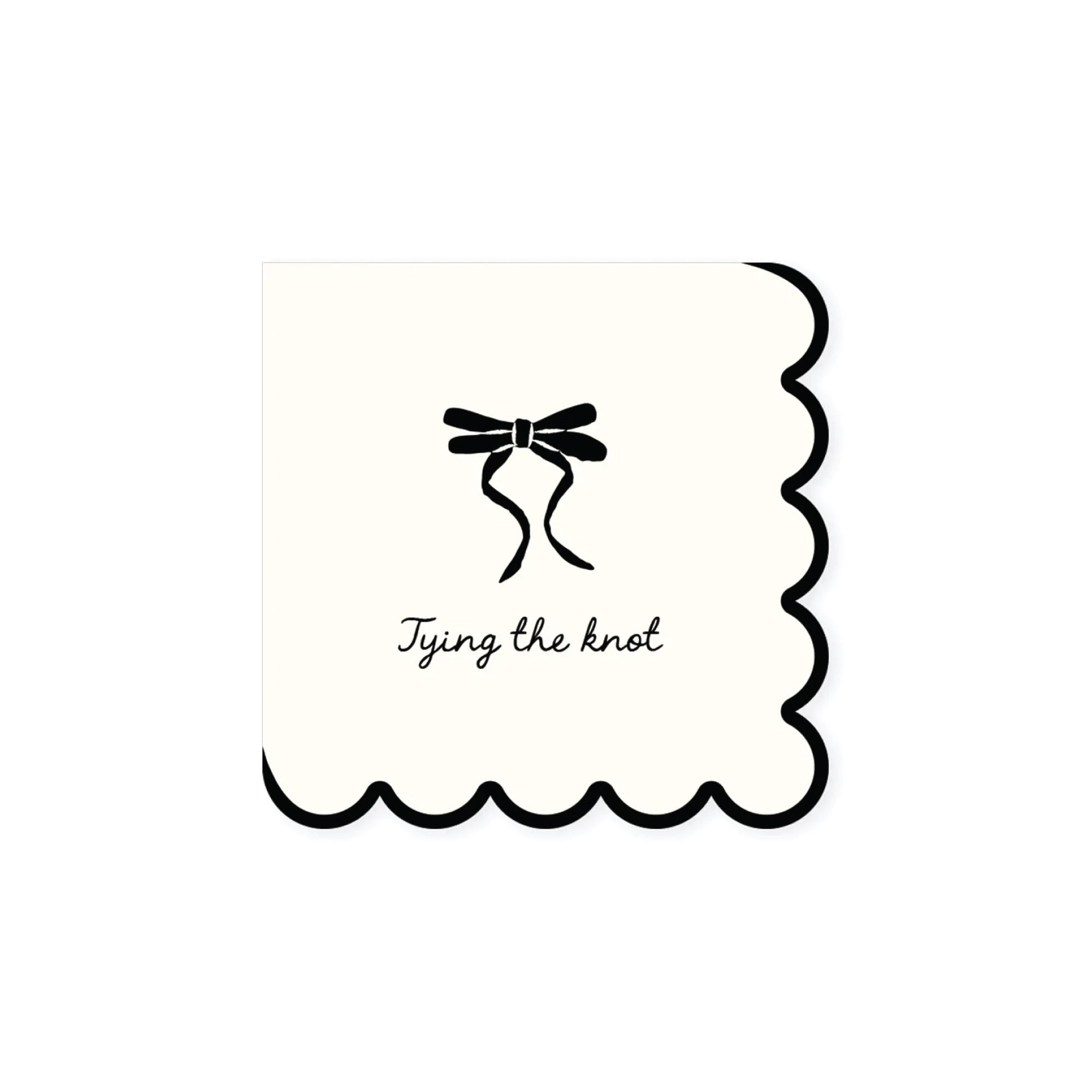 Cream dessert napkin with black bow illustration
