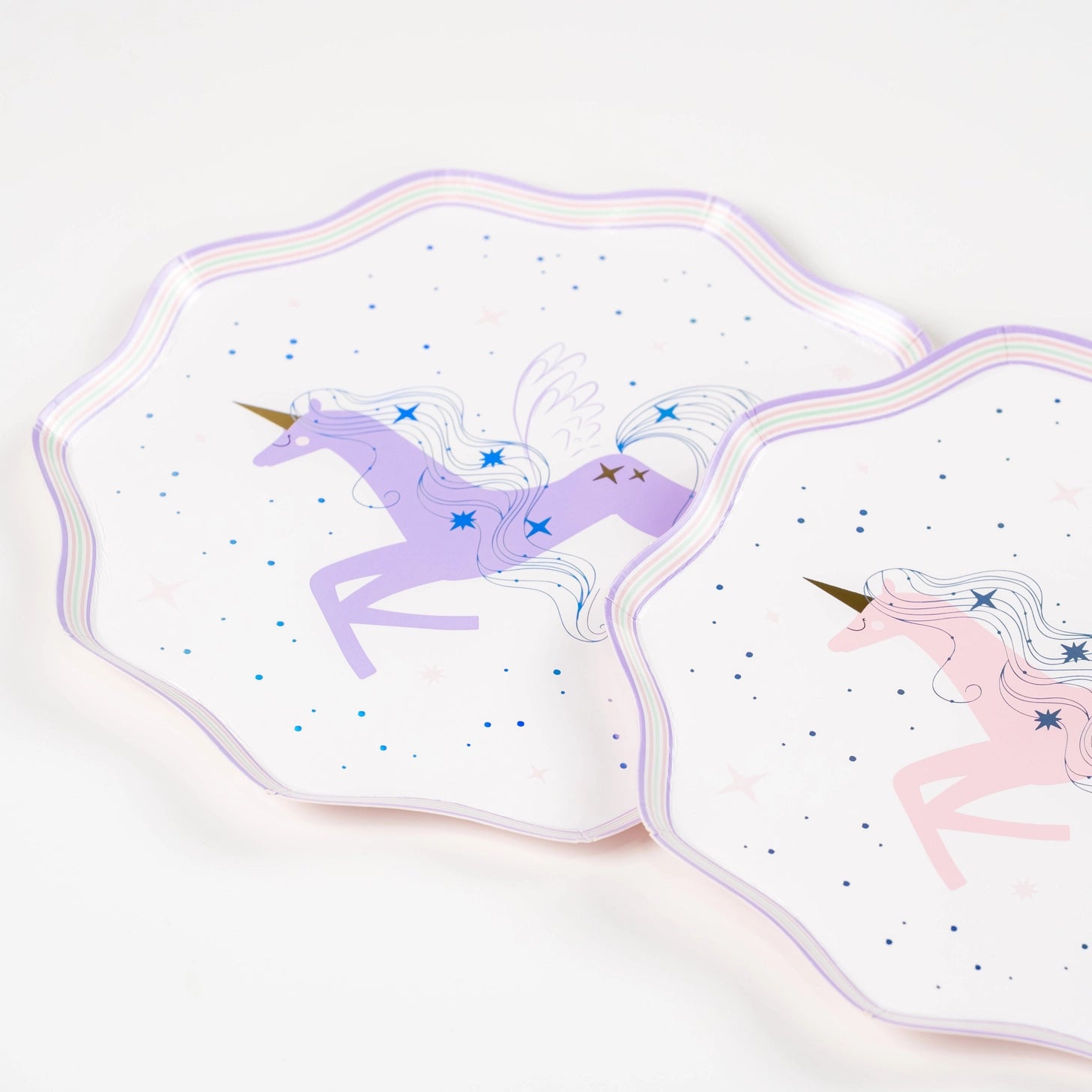 Unicorn-themed dessert plates