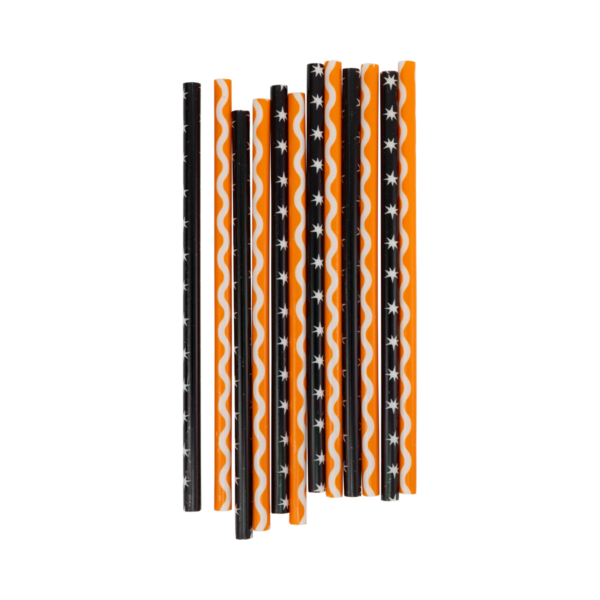 Vintage Ric Rac and Stars Reusable Straws in orange, black and cream