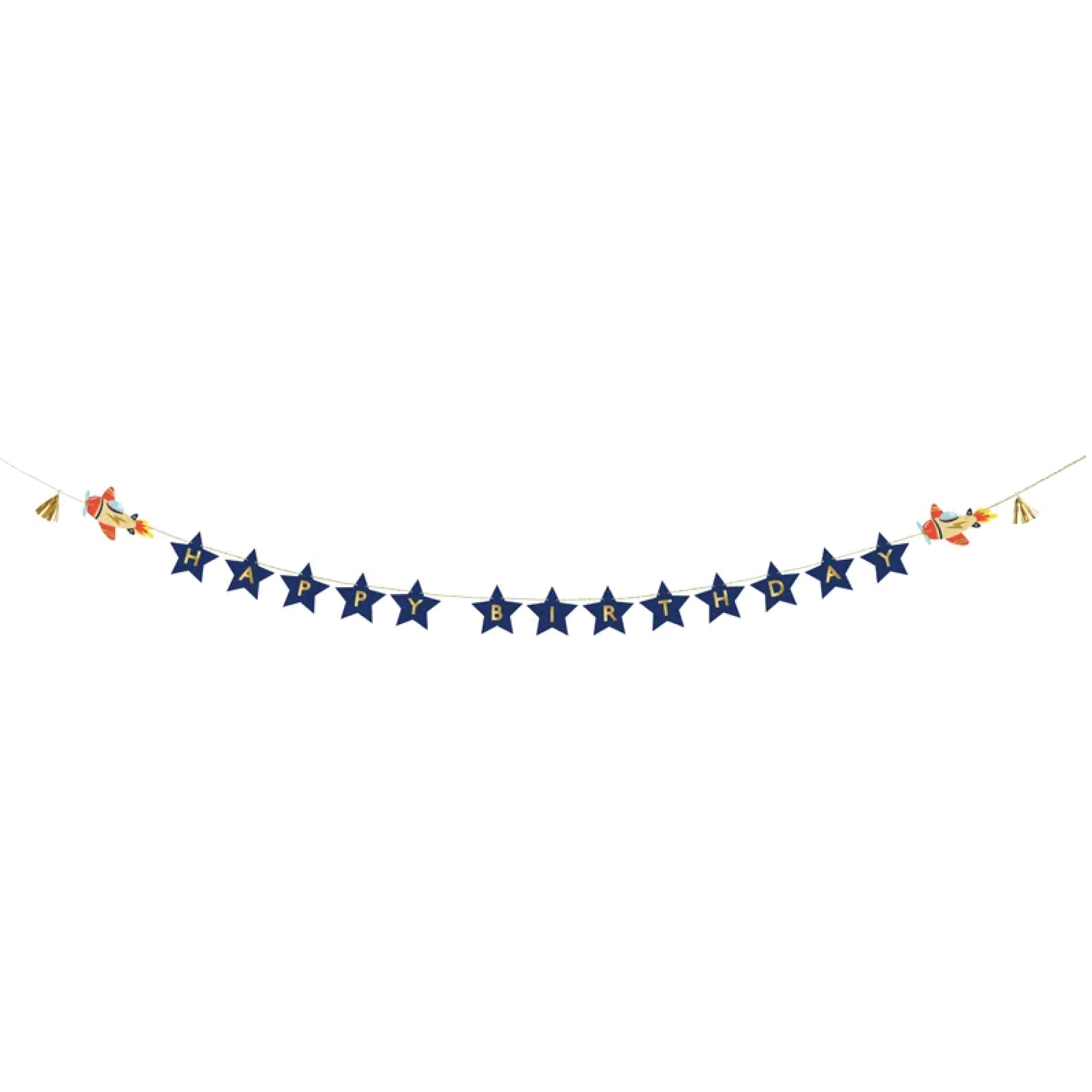 Vintage Airplane Happy Birthday Banner 8ft | The Party Darling