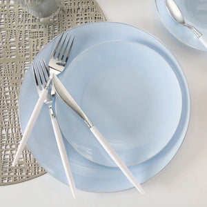 White & Silver Plastic Cutlery Place Setting