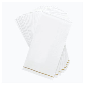 White with Gold Stripe Guest Towels 16ct | The Party Darling