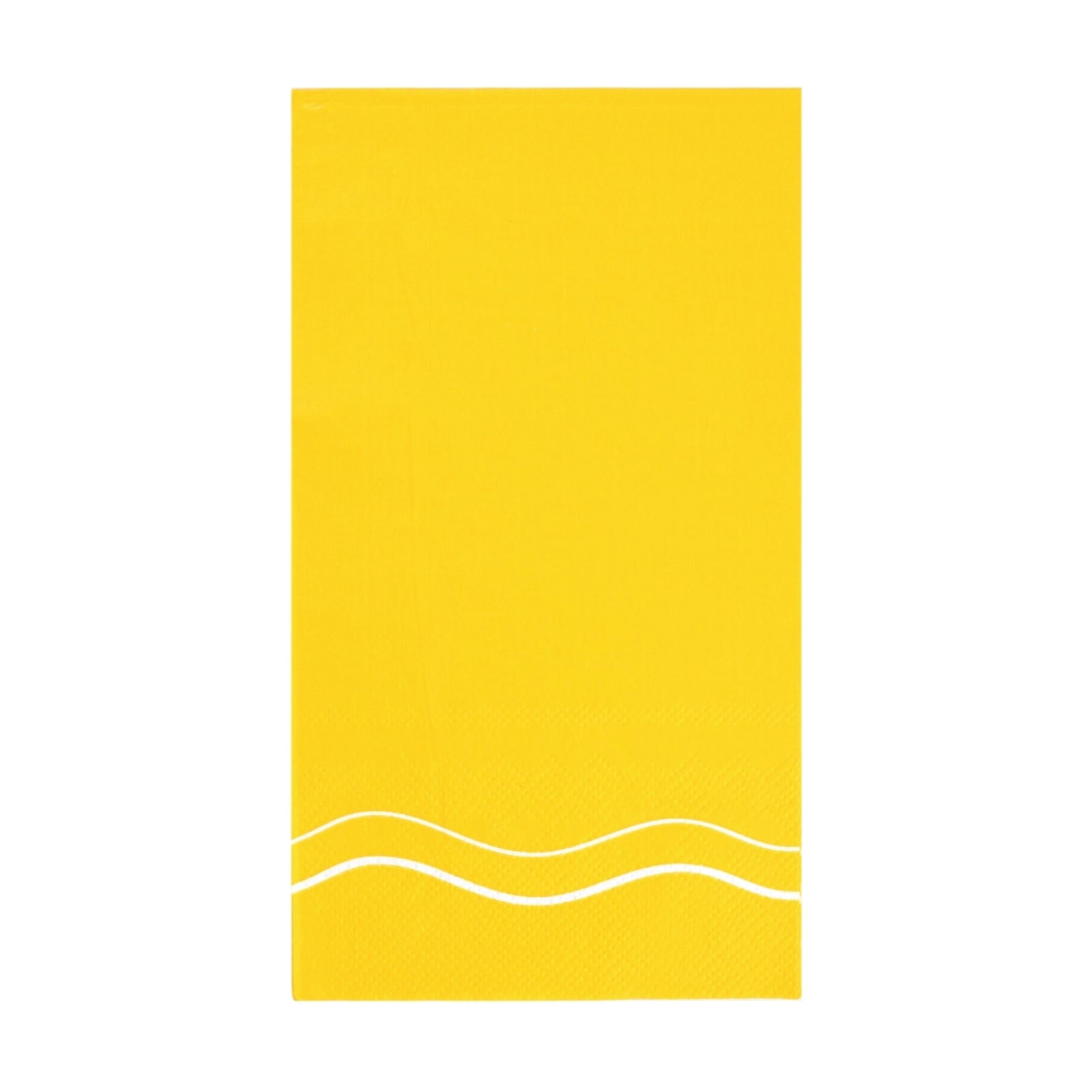 Yellow paper guest towels with white wave detail