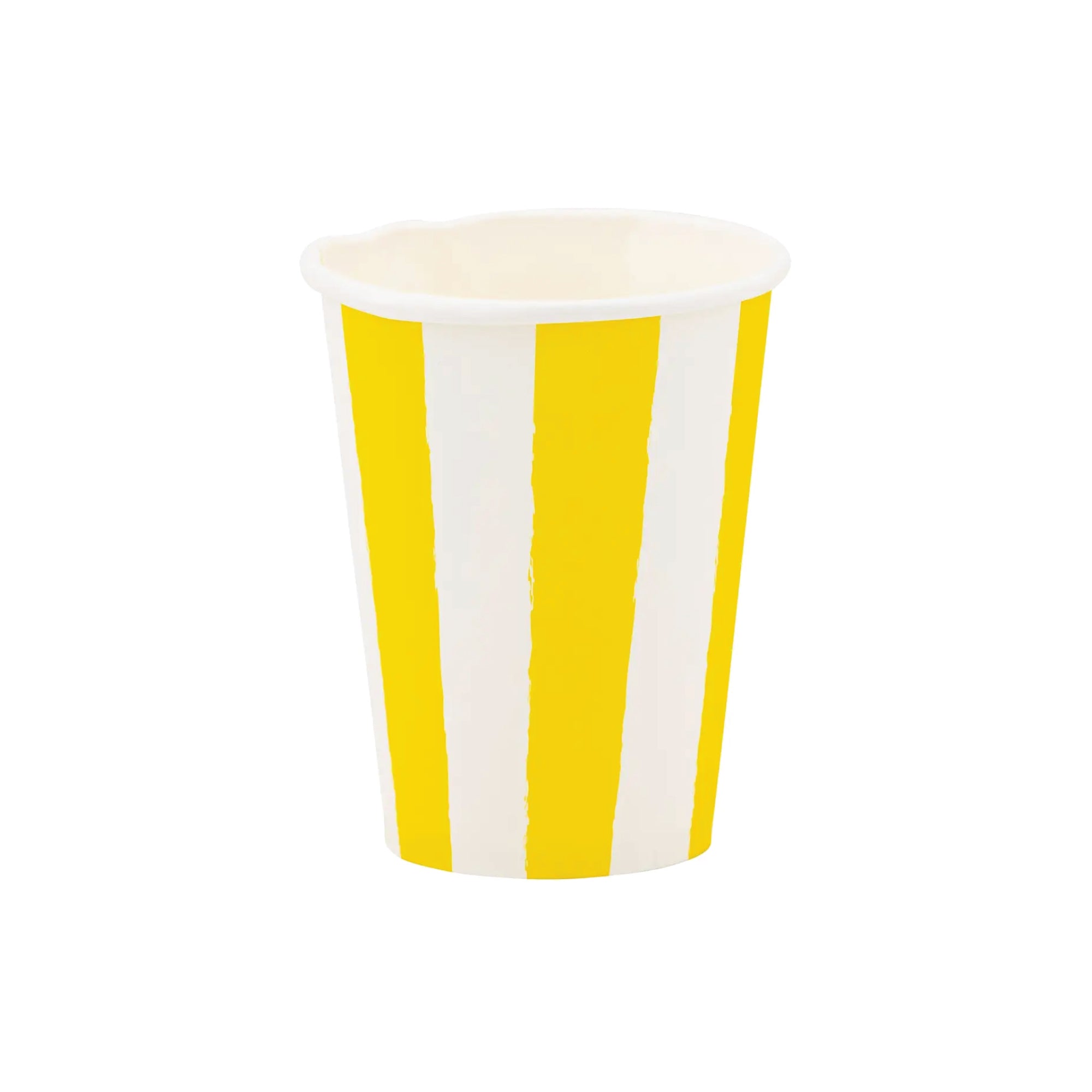 Yellow and white striped paper cups