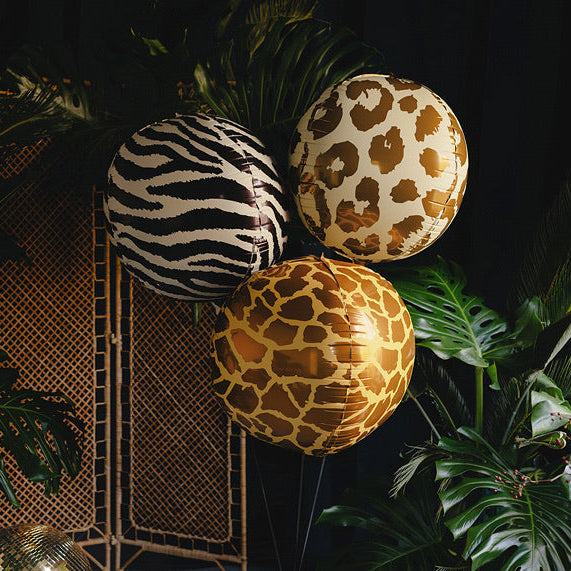 Zebra print balloon for safari birthday parties