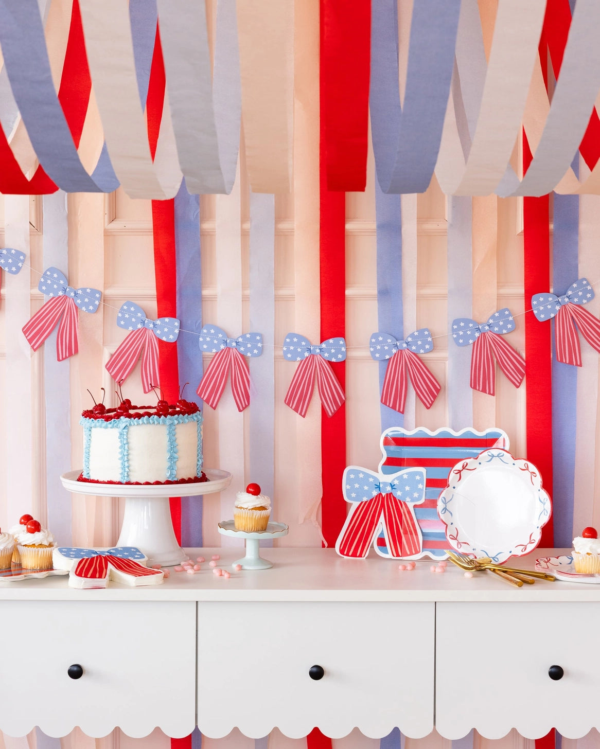 Red white and blue birthday party decor