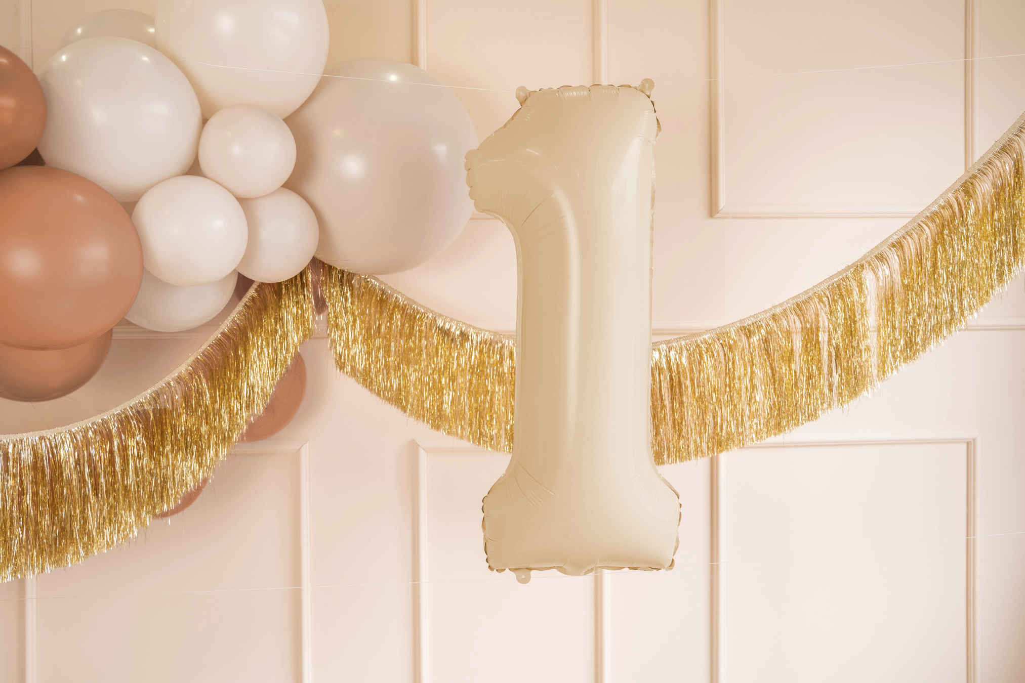 34" Beige Number Balloon 0-9