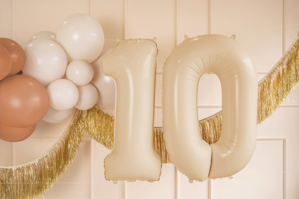 34" Beige Number Balloon 0-9