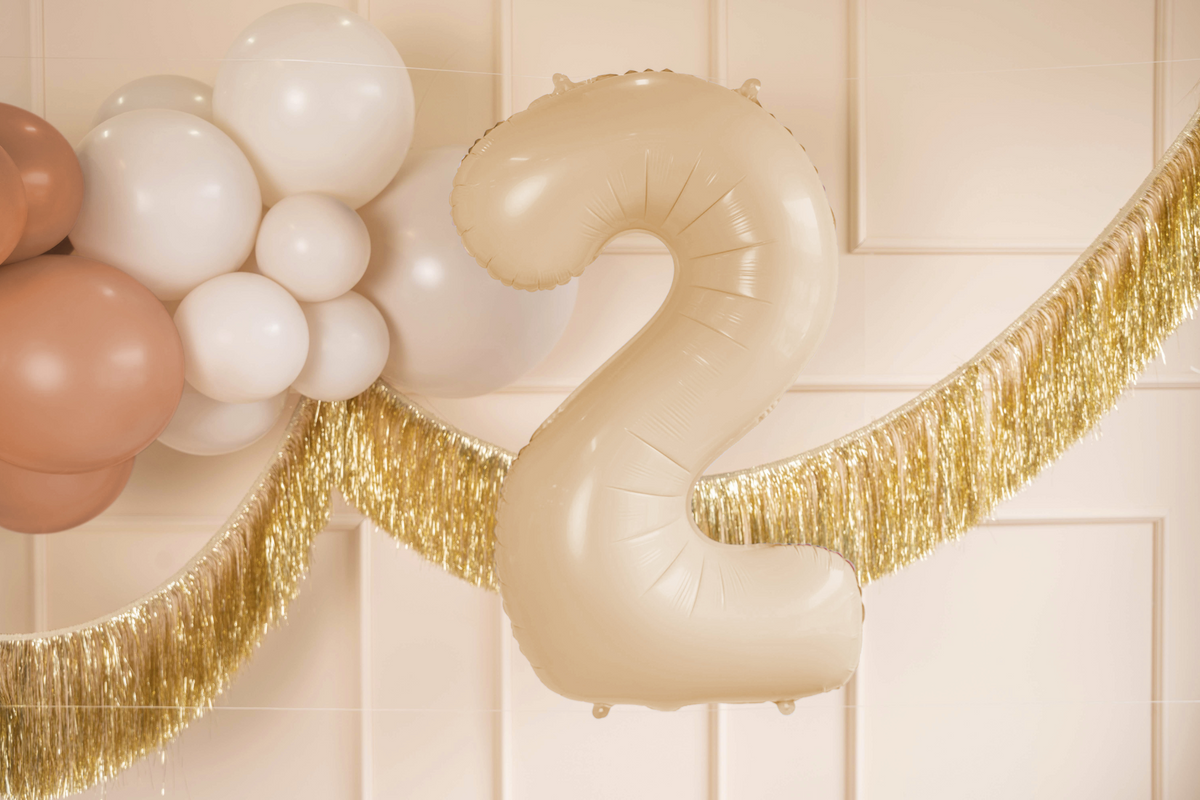 34" Beige Number Balloon 0-9