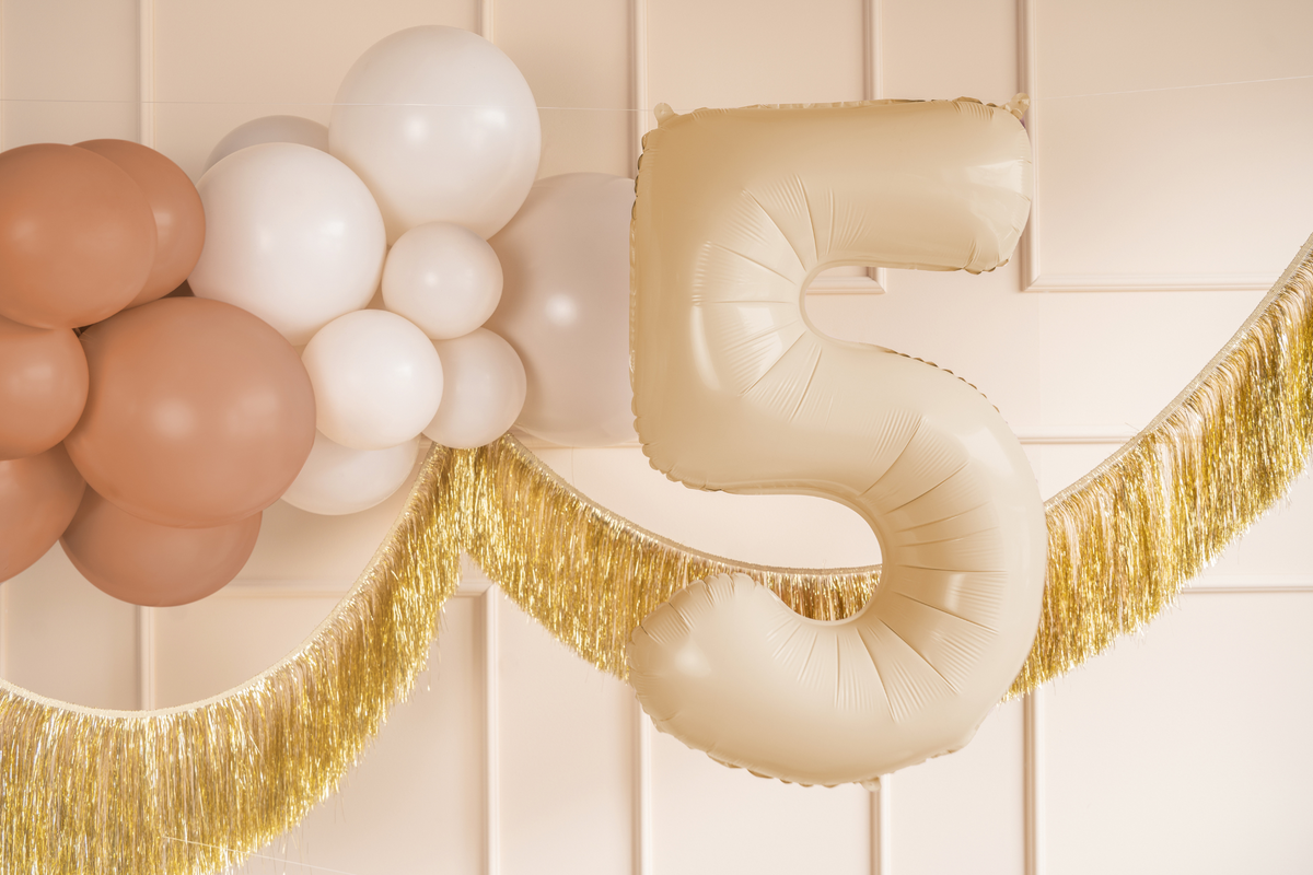 34" Beige Number Balloon 0-9