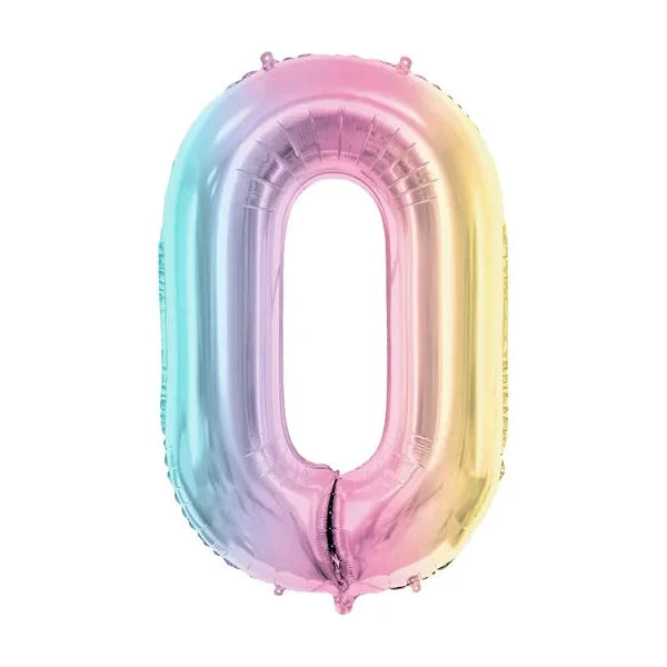 34" Pastel Rainbow Number Balloon 0