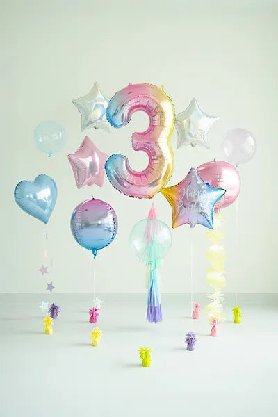 34" Pastel Rainbow Number Balloon 0-9