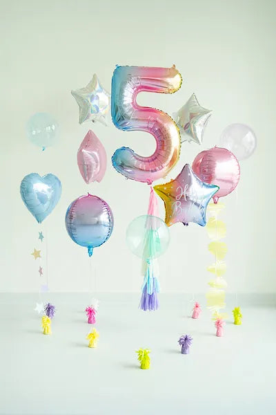 34" Pastel Rainbow Number Balloon 0-9