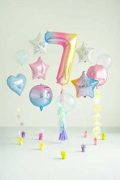 34" Pastel Rainbow Number Balloon 0-9