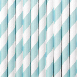 Pastel Baby Blue Striped Paper Straws 10ct