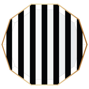 Black Noir Cabana Striped Dinner Plates 8ct | The Party Darling