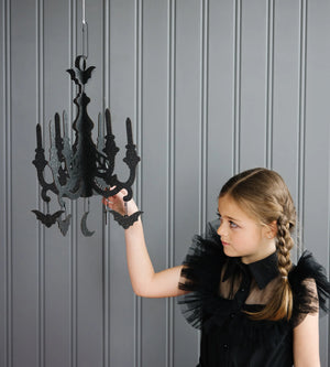 3D Black Glitter Hanging Chandelier 1ct | The Party Darling