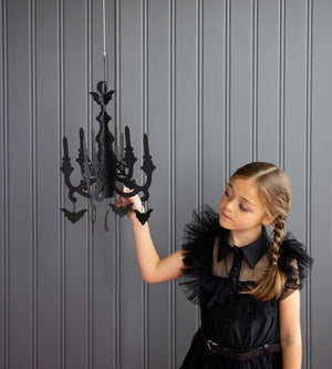 3D Black Glitter Hanging Chandelier 1ct | The Party Darling