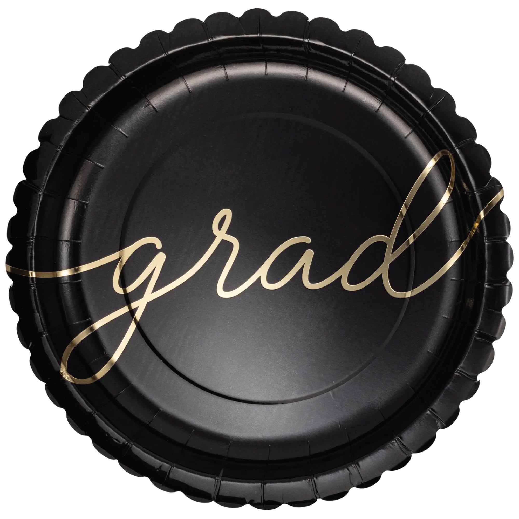 Black & Gold Script Graduate Dinner Plates 8ct | The Party Darling