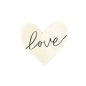 Black & Cream Love Heart Dessert Napkins 24ct | The Party Darling