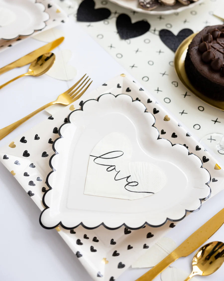 Black and White Hearts Table Decor