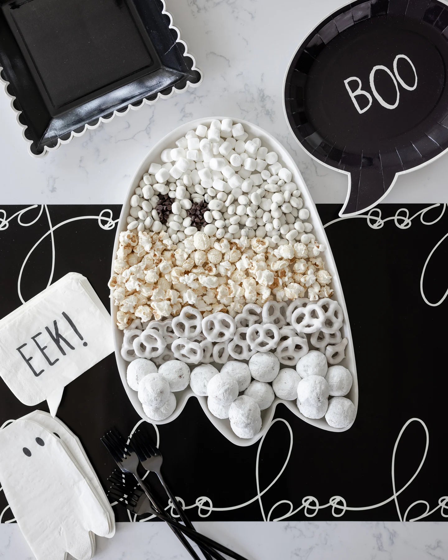 Black Boo Halloween Lunch Plates 8ct | The Party Darling