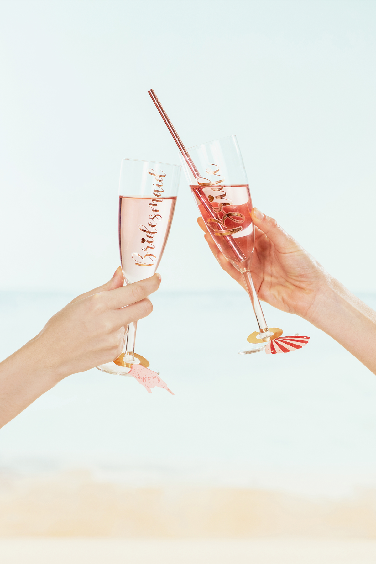 Rose Gold Bride & Bridesmaid Champagne Flute Decals | The Party Darling