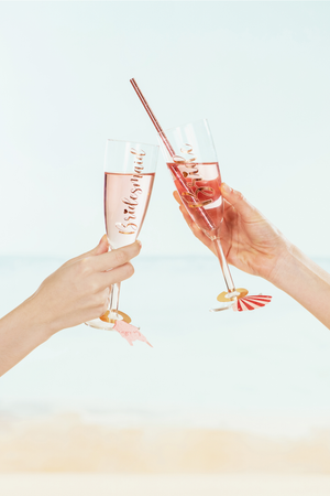 Rose Gold Bride & Bridesmaid Champagne Flute Decals | The Party Darling